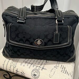 Genuine COACH Signature C Jacquard Fabric Top Handle Satchel w/Silver Hardware